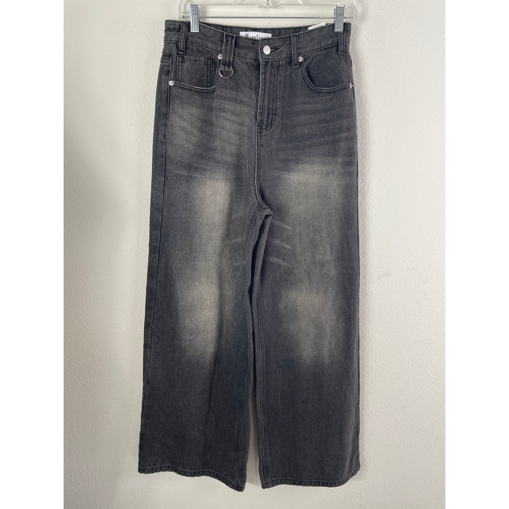 Bareline Womens Medium Faded Black Wide Leg High Rise Baggy Y2K Streetwear Jeans
